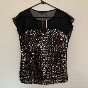 HeartSoul black sheer sequin top in size Large